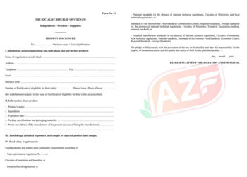 Hướng dẫn công bố sản phẩm tiếng anh