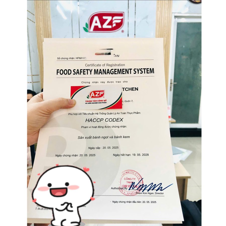 Giấy chứng nhận haccp mà antoanvesinhthucpham.vn đã hoàn thành cho khách hàng