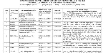 Danh sách gần 300 sản phẩm mỹ phẩm vừa bị thu hồi trên toàn quốc