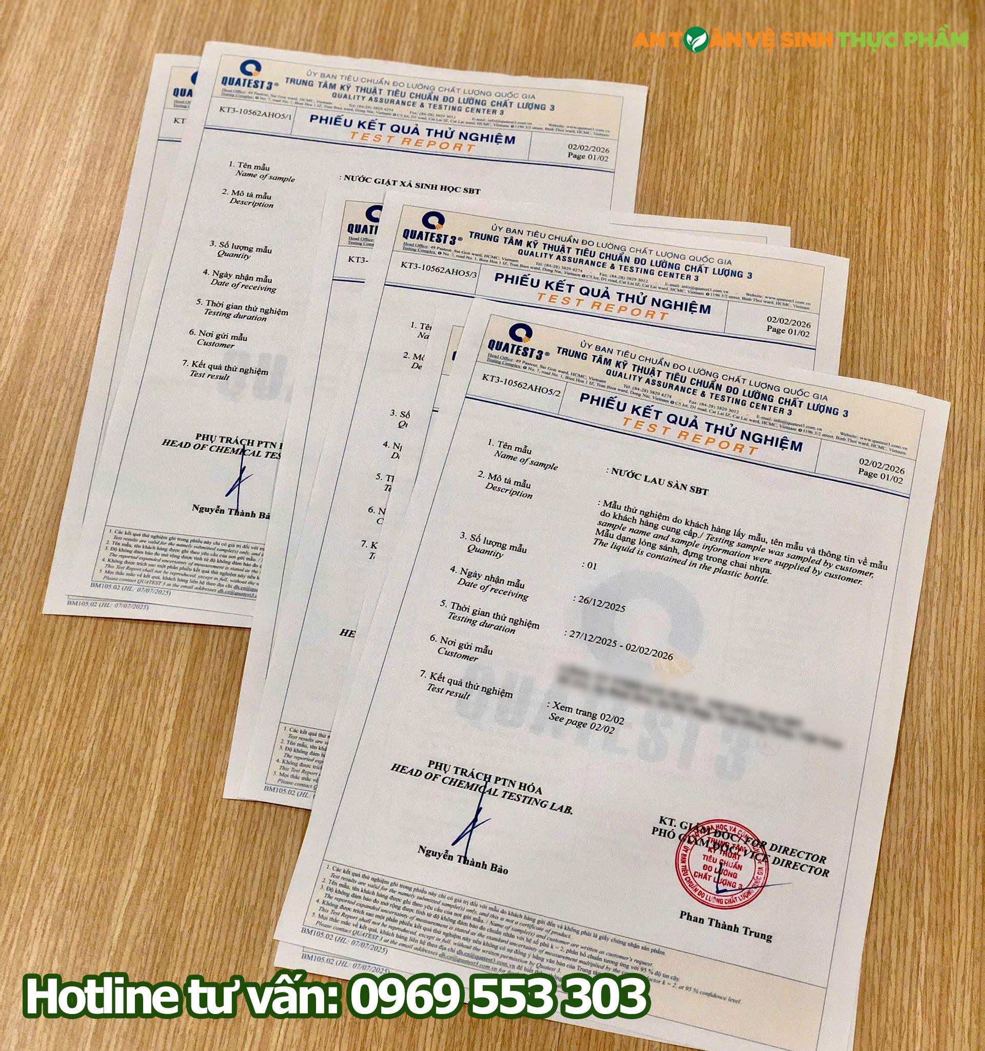 Kết quả kiểm nghiệm sản phẩm đúng quy định do antoanvesinhthucpham thực hiện